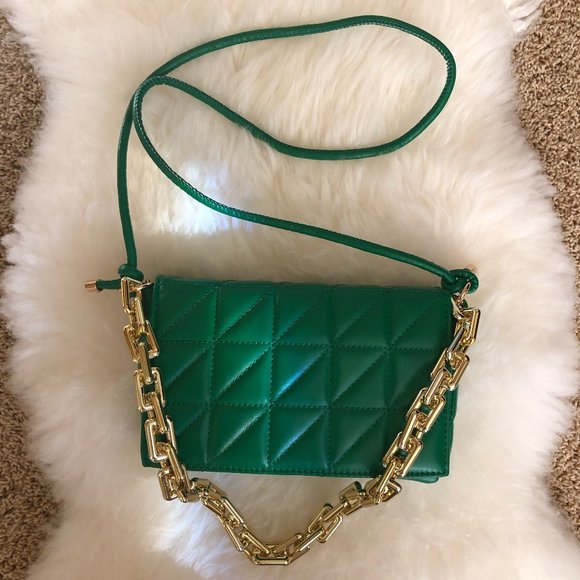 Green Faux Leather Quilted Purse NWOT - Picture 2 of 9